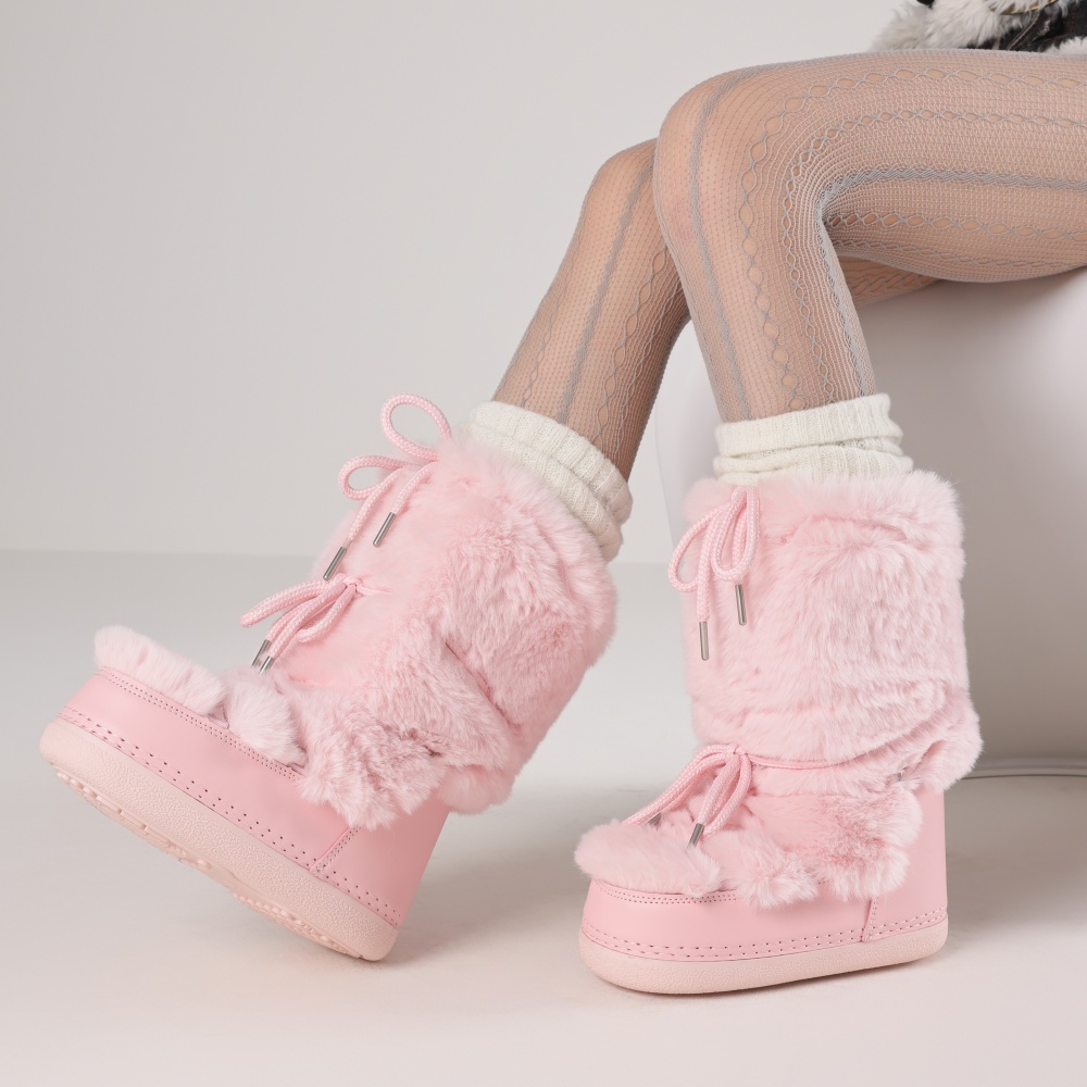 Espadrille Slip On - Bottes fourrées pour femmes, à bout