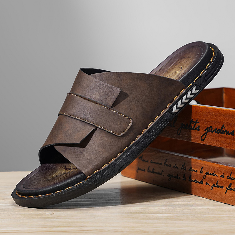 Flip Flop Leather Men - Sandales d'été classiques en cuir pour